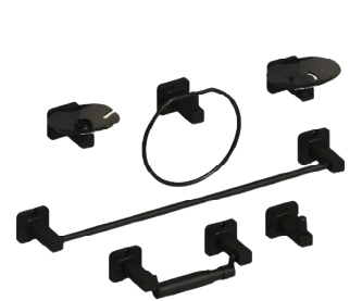 CONJUNTO 6 PIEZAS BAÑO VAS NEGRO